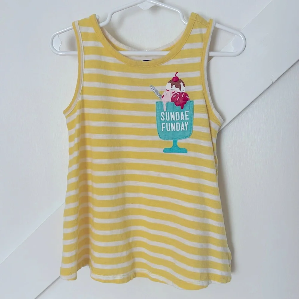 SOLD! Sundae Funday Striped 100% Cotton Tank top - Picture 1 of 4